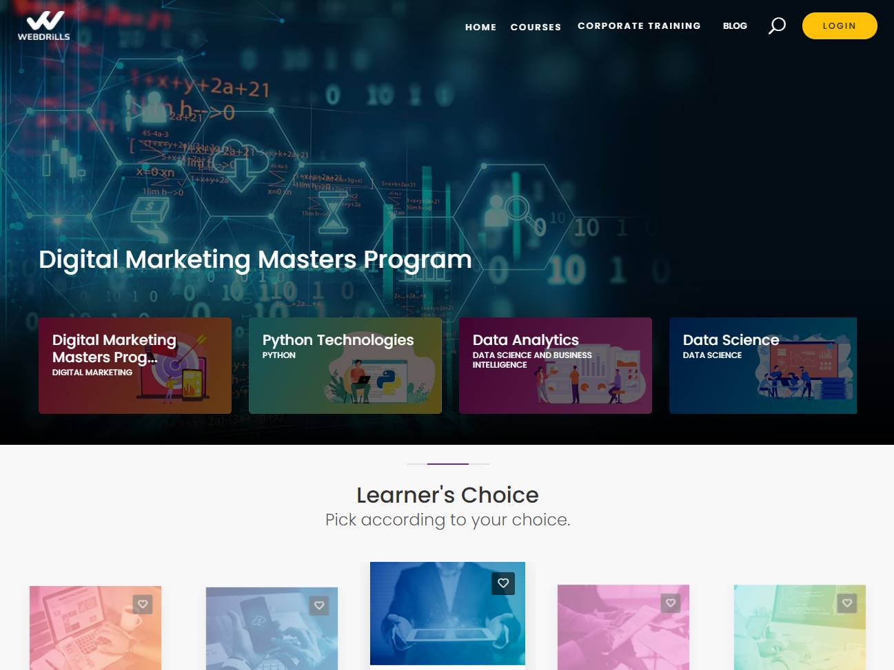 Screenshot of the Webdrills website