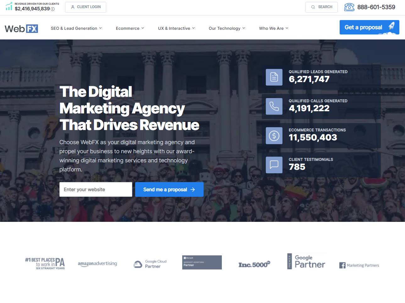 Screenshot of the WebFX website