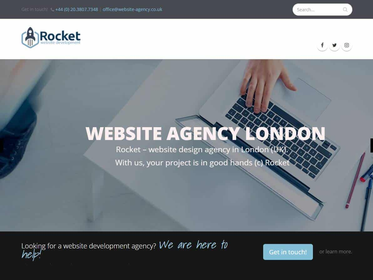 Screenshot of the Website Agency London website