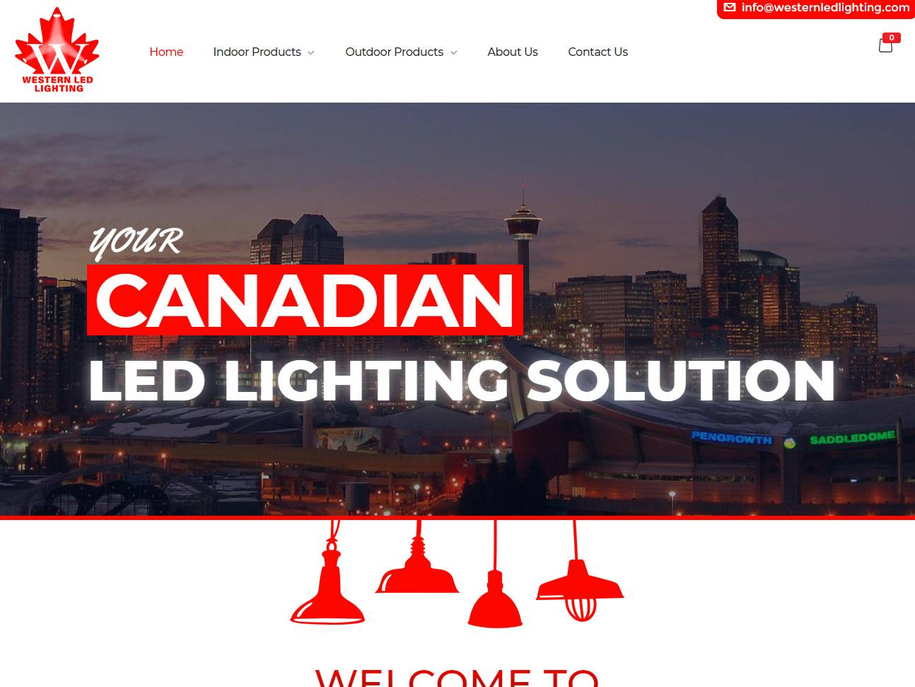 Screenshot of the Western LED LIghting website