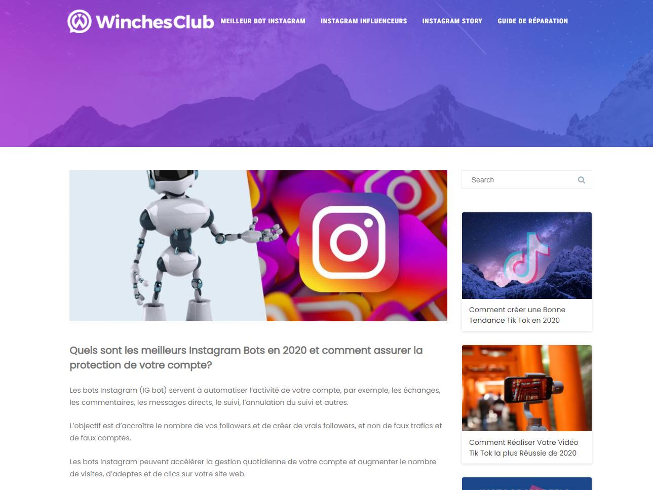 Screenshot of the WinchesClub website