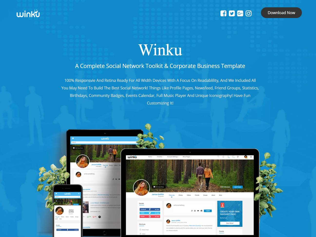 Screenshot of the Winku website