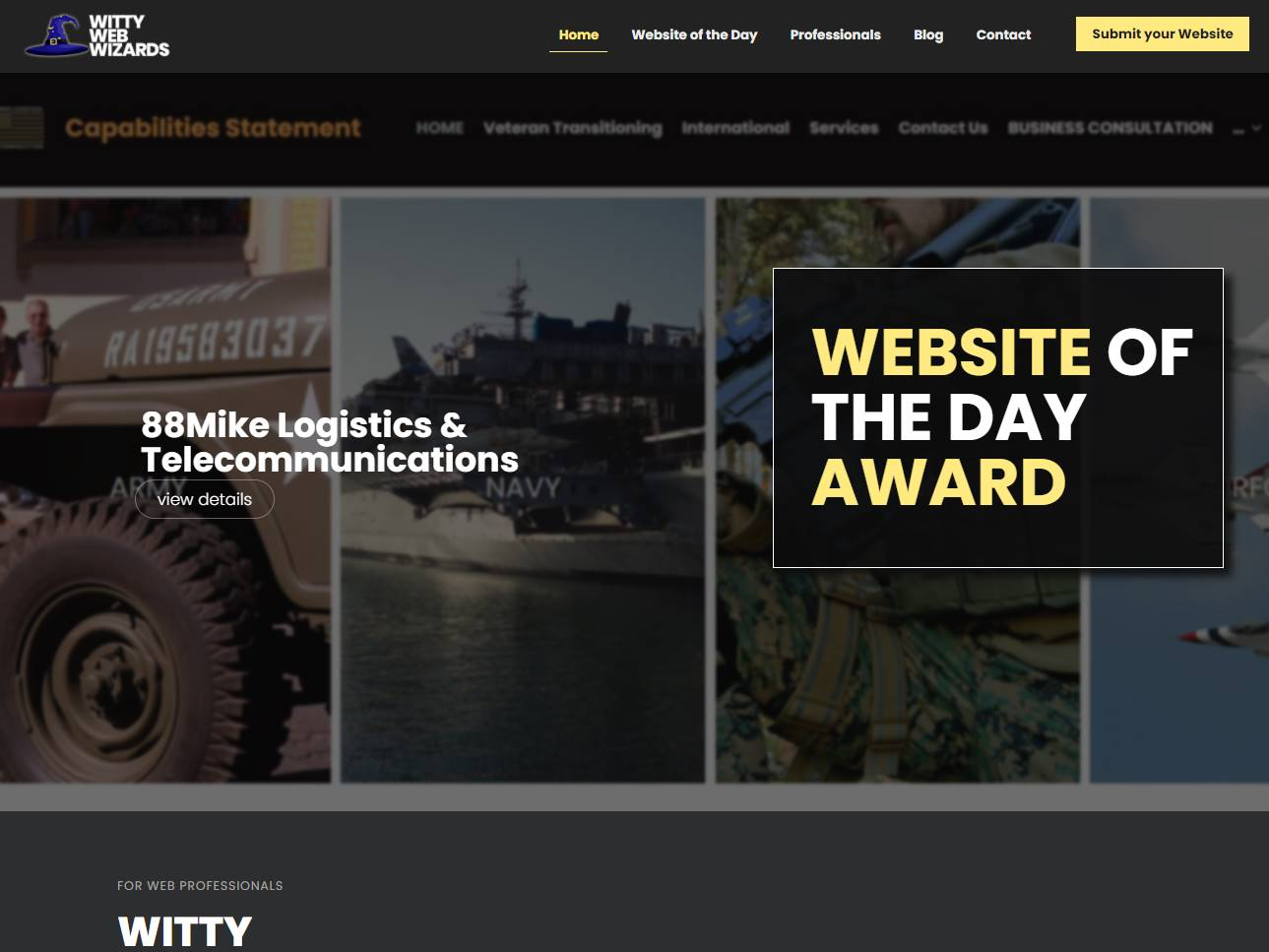 Screenshot of the Witty Web Wizards website