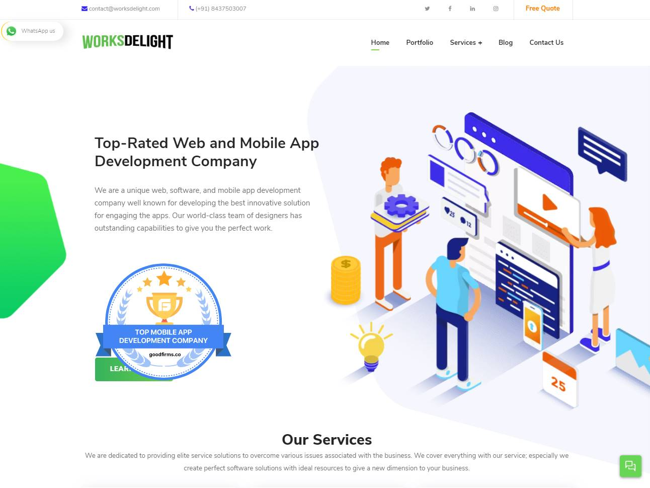 Screenshot of the WorksDelight website