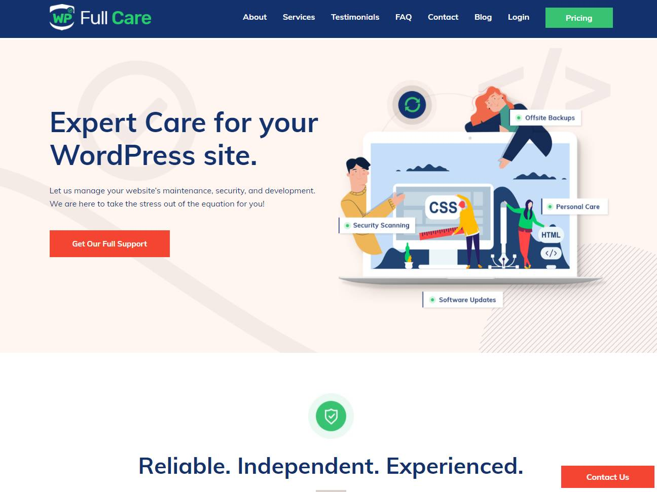 Screenshot of the WP Full Care website