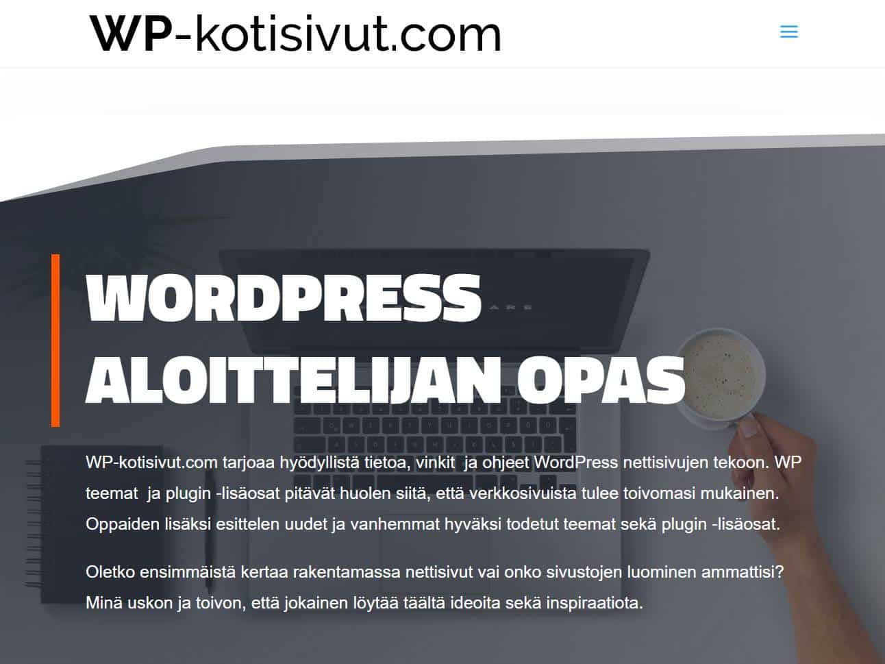 Screenshot of the WP-Kotisivut website
