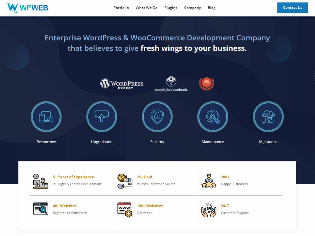 Screenshot of the WPwebelite website