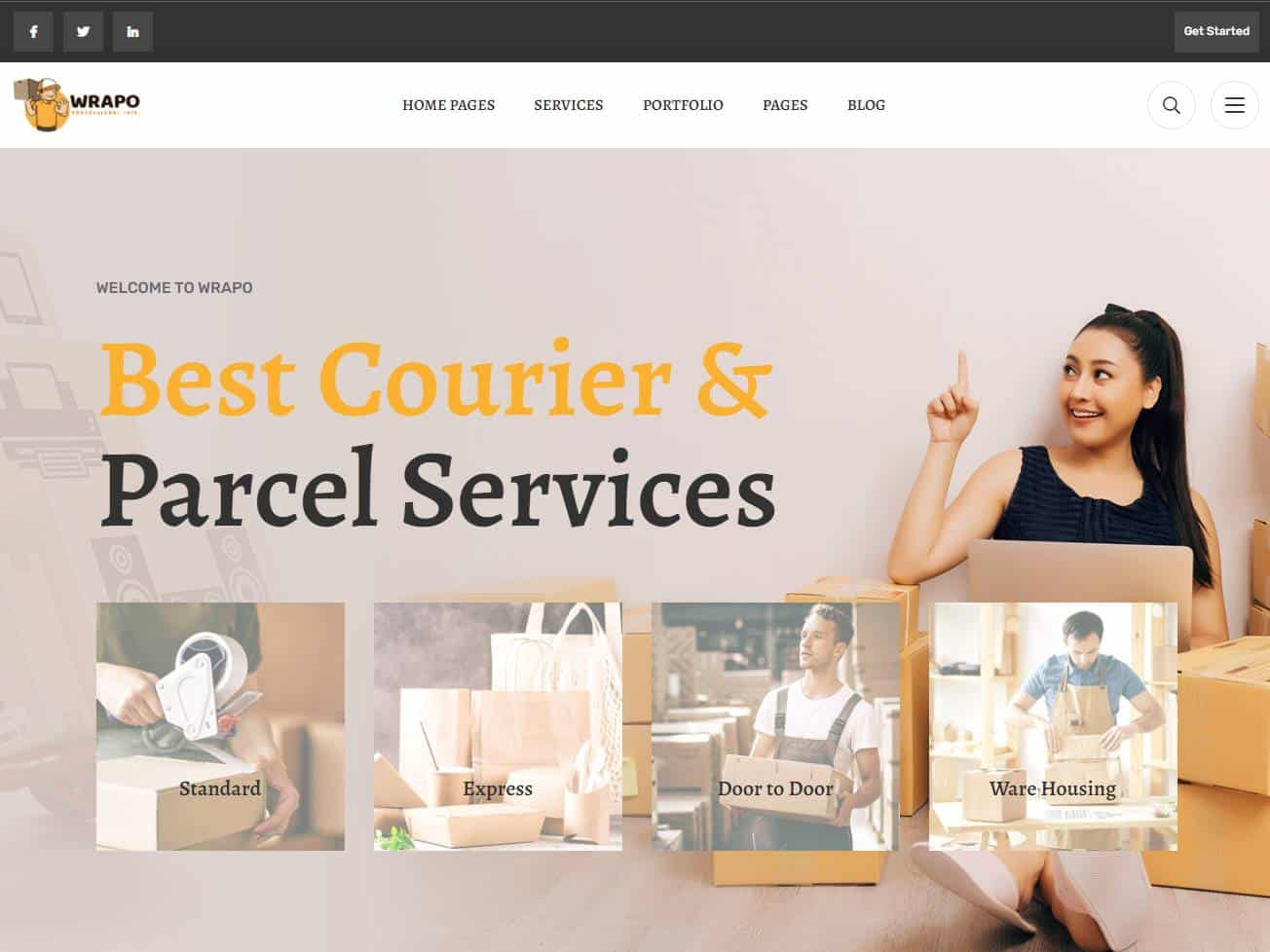 Screenshot of the Wrapo website