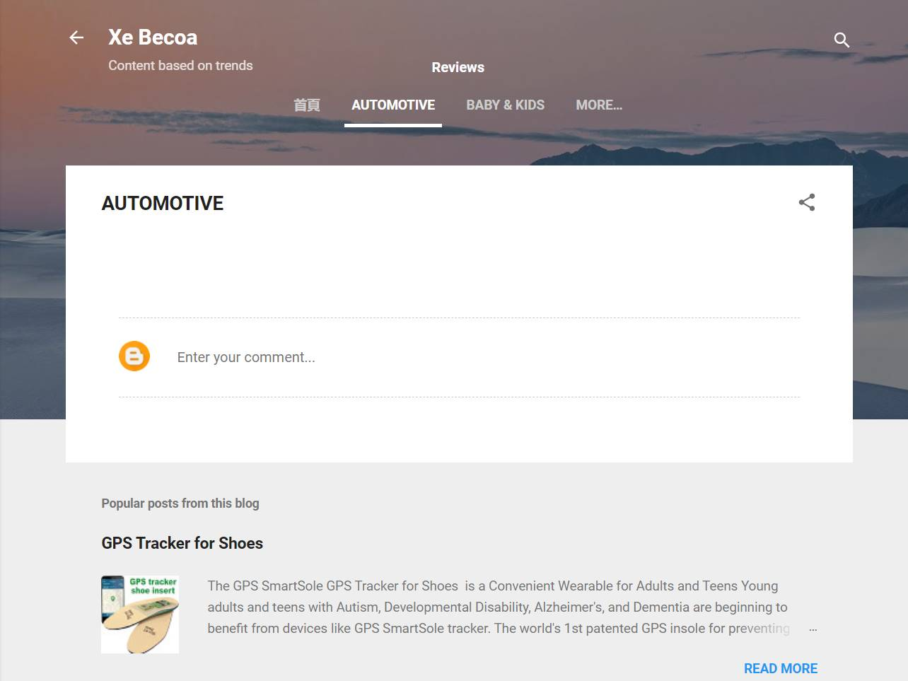 Screenshot of the Xe Becoa website