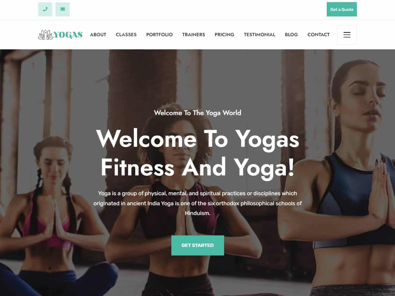 Screenshot of the Yogas website