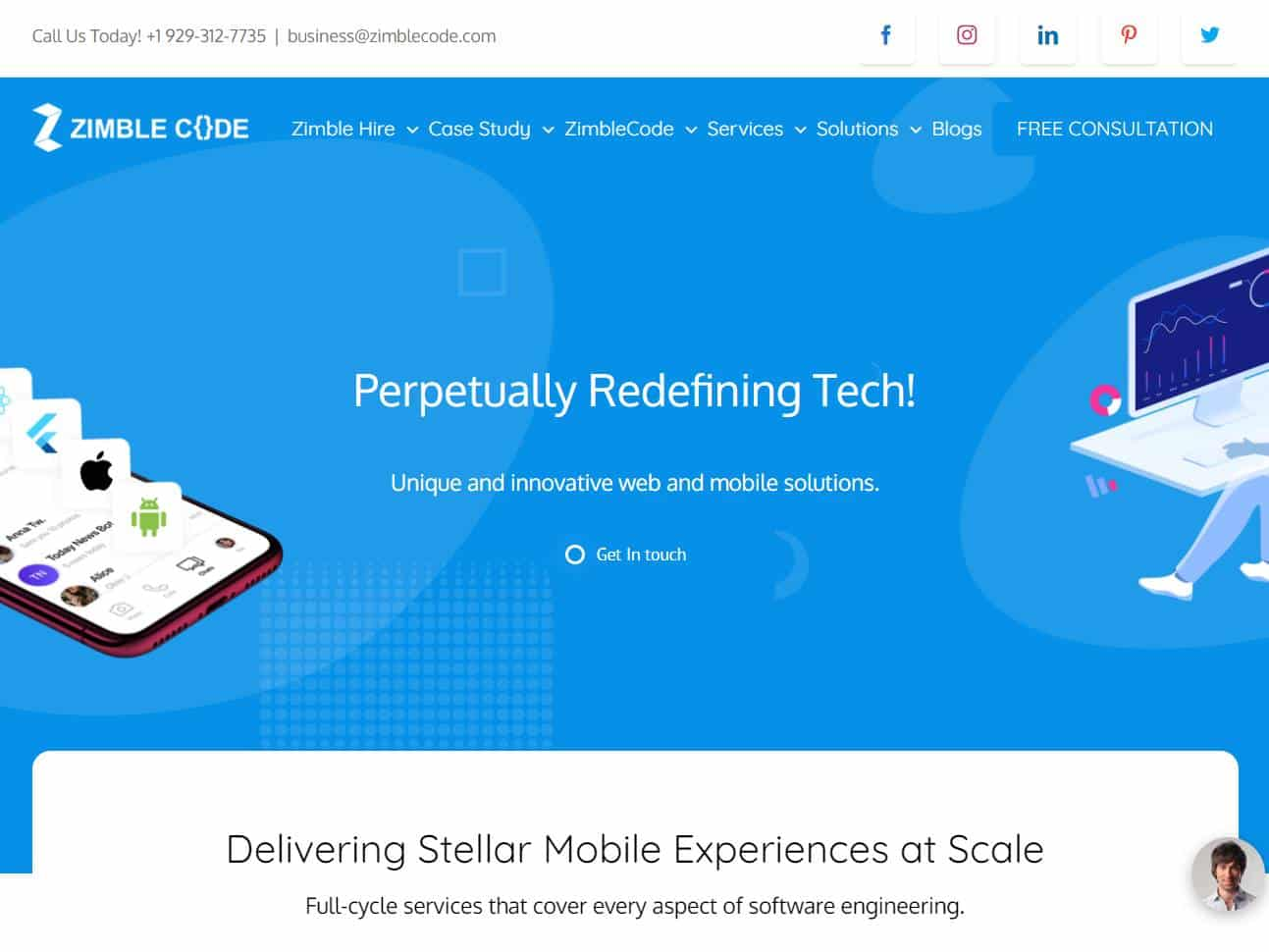 Screenshot of the Zimble Code website