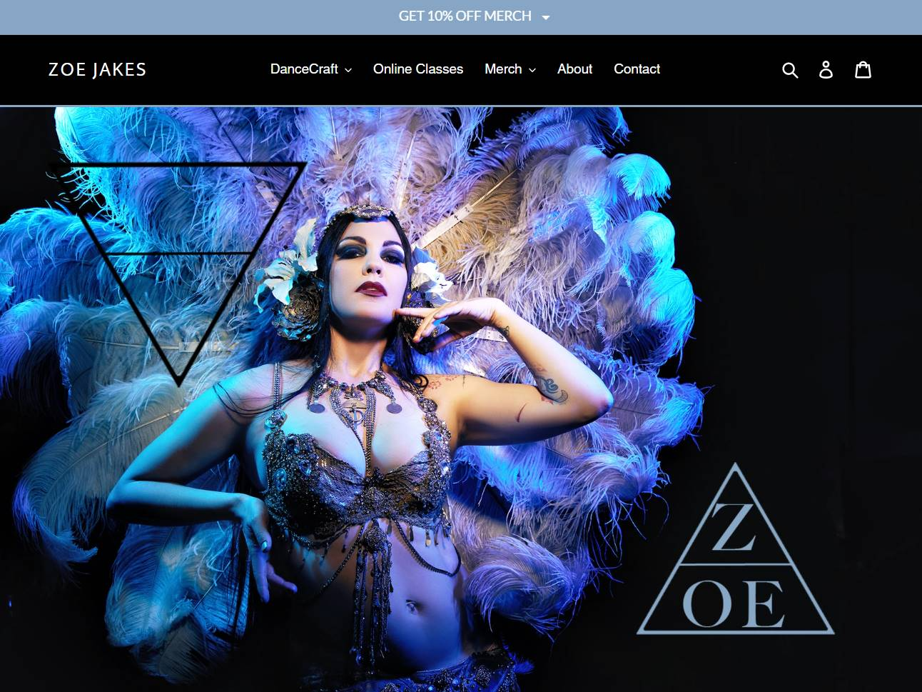 Screenshot of the Zoe Jakes Dance Craft website