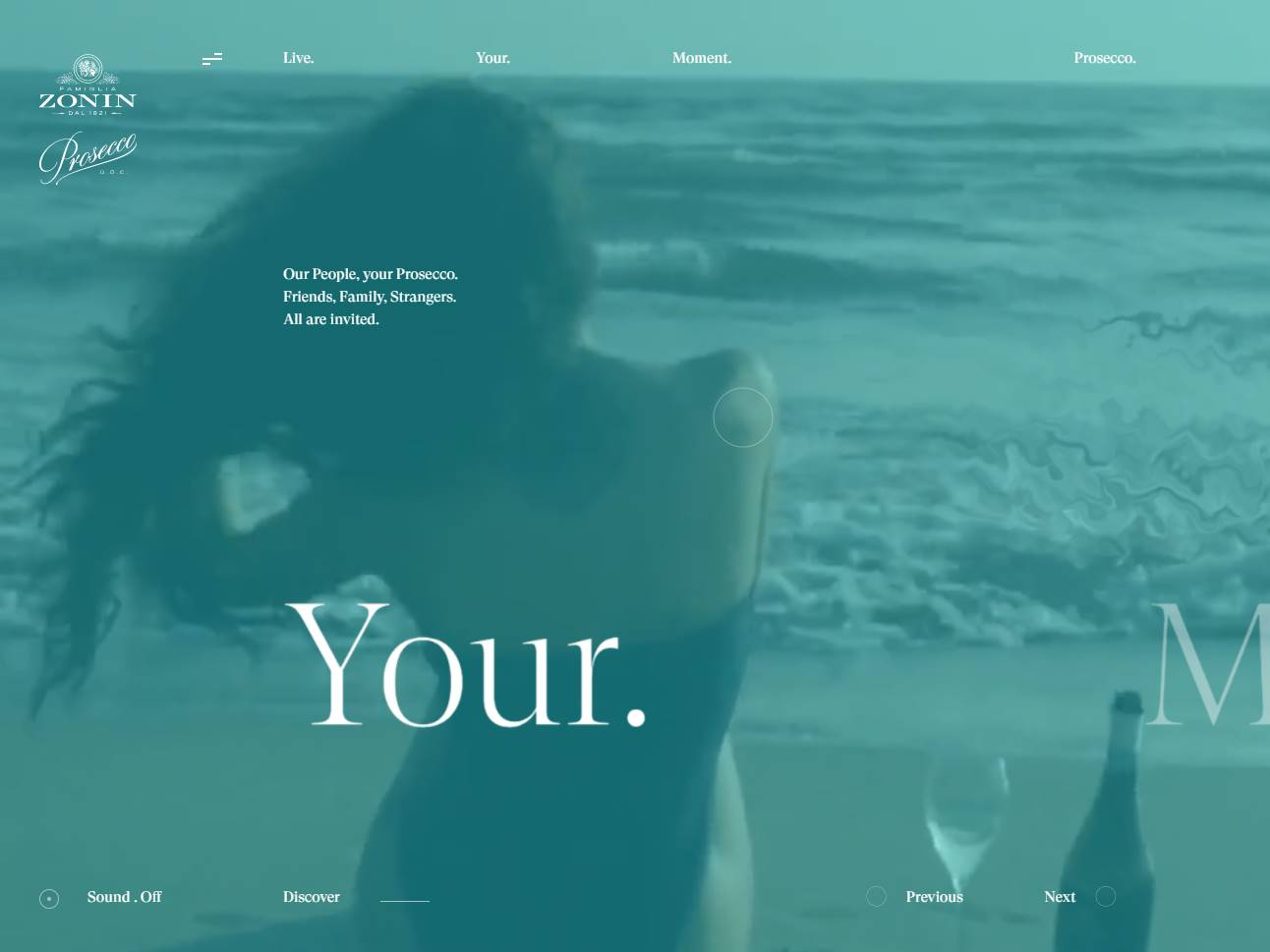 Screenshot of the Zonin Prosecco: Cuvée 1821 website
