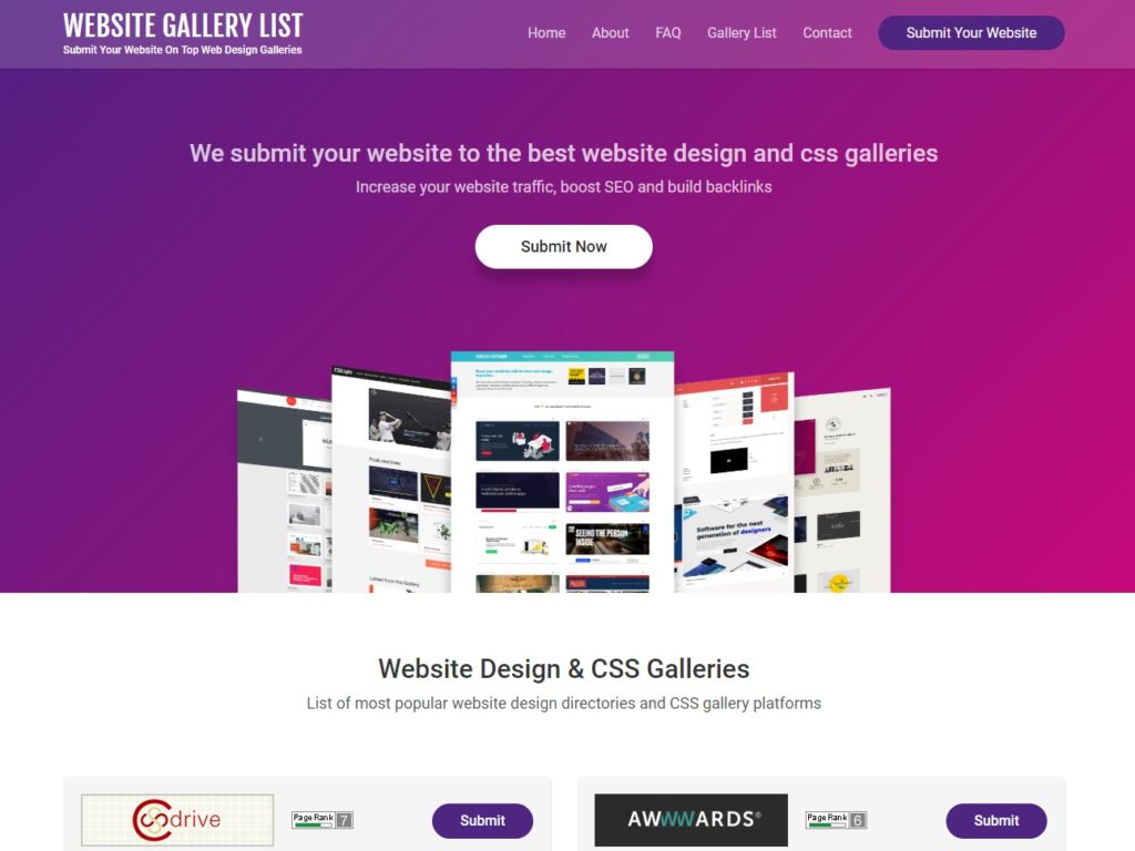 Website Gallery List CSS Design Awards Winner Sites