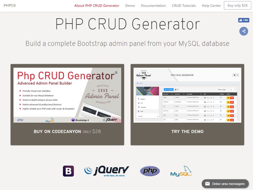 PHP CRUD Generator CSS Design Awards Winner sites gallery