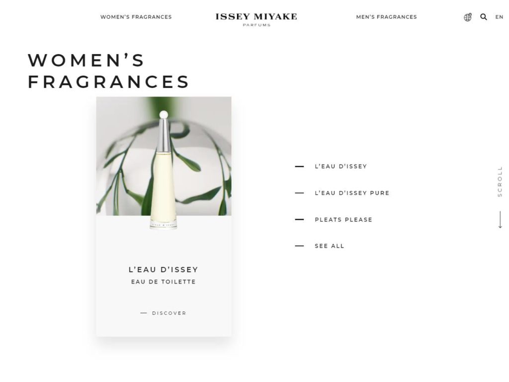 Issey Miyake Parfums CSS Design Awards Winner sites gallery
