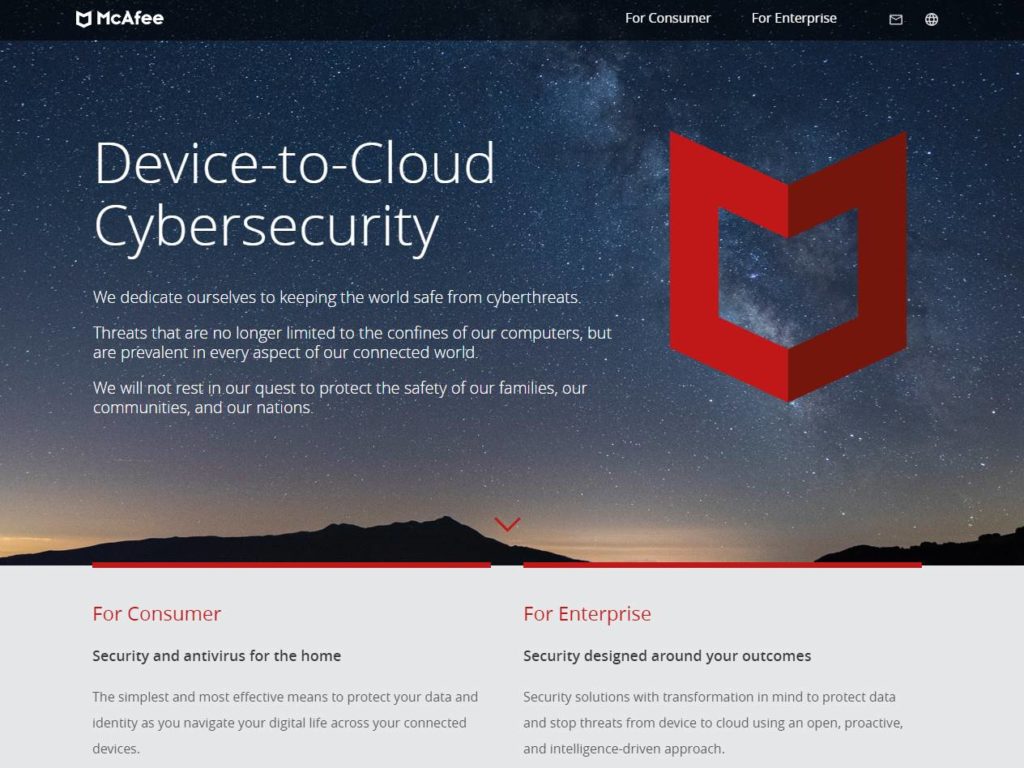 McAfee Enterprise CSS Design Awards Winner sites gallery