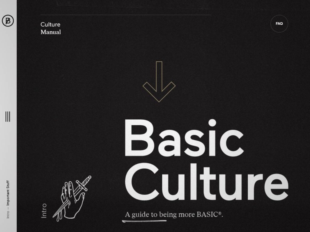BASIC Culture Manual CSS Design Awards Winner sites gallery
