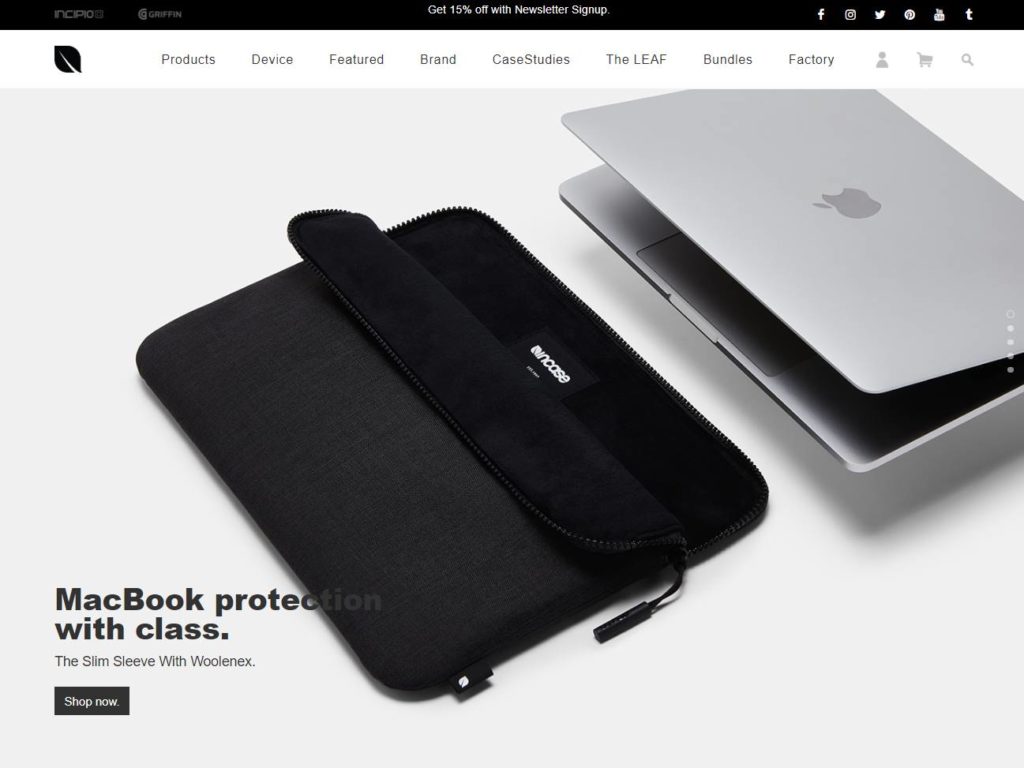 Incase eComm Platform CSS Design Awards Winner sites gallery