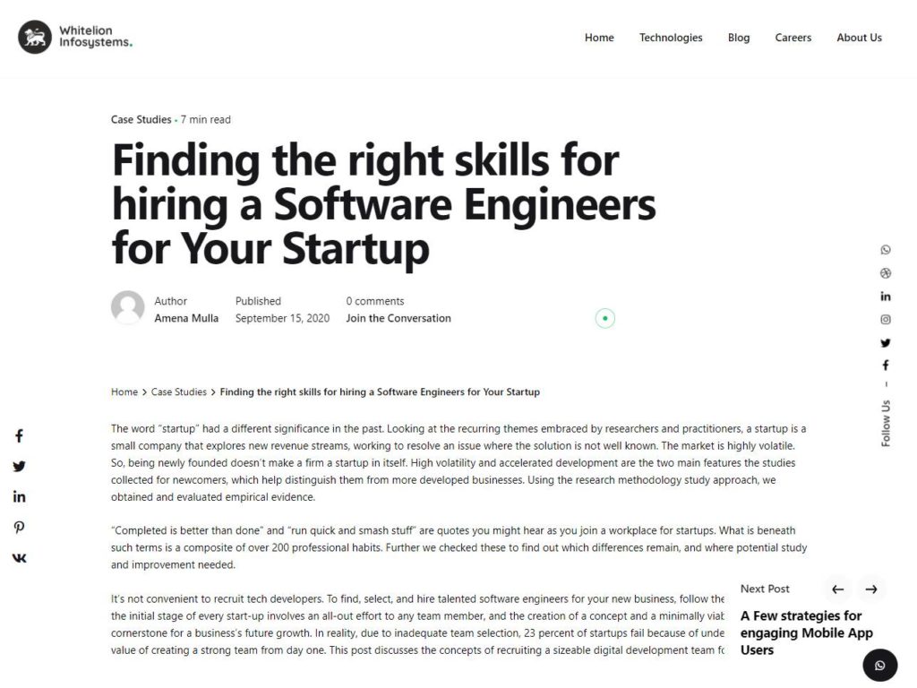 Whitelion Infosystems Startup