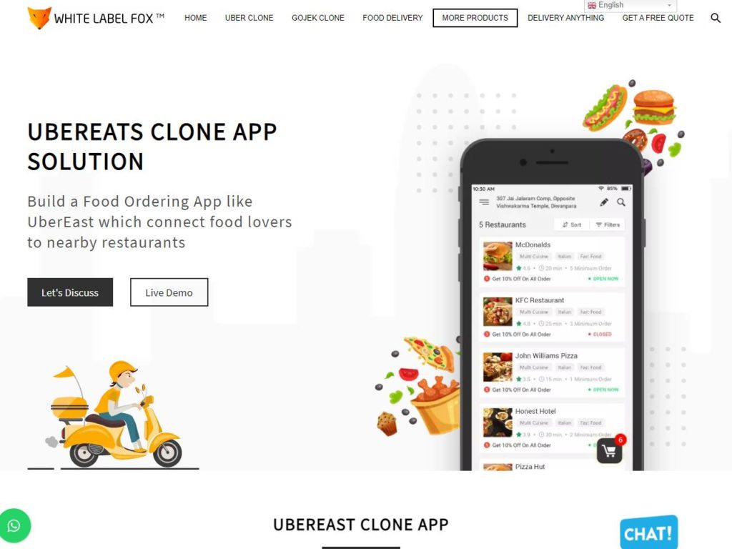 Whitelabelfox UberEats Clone App