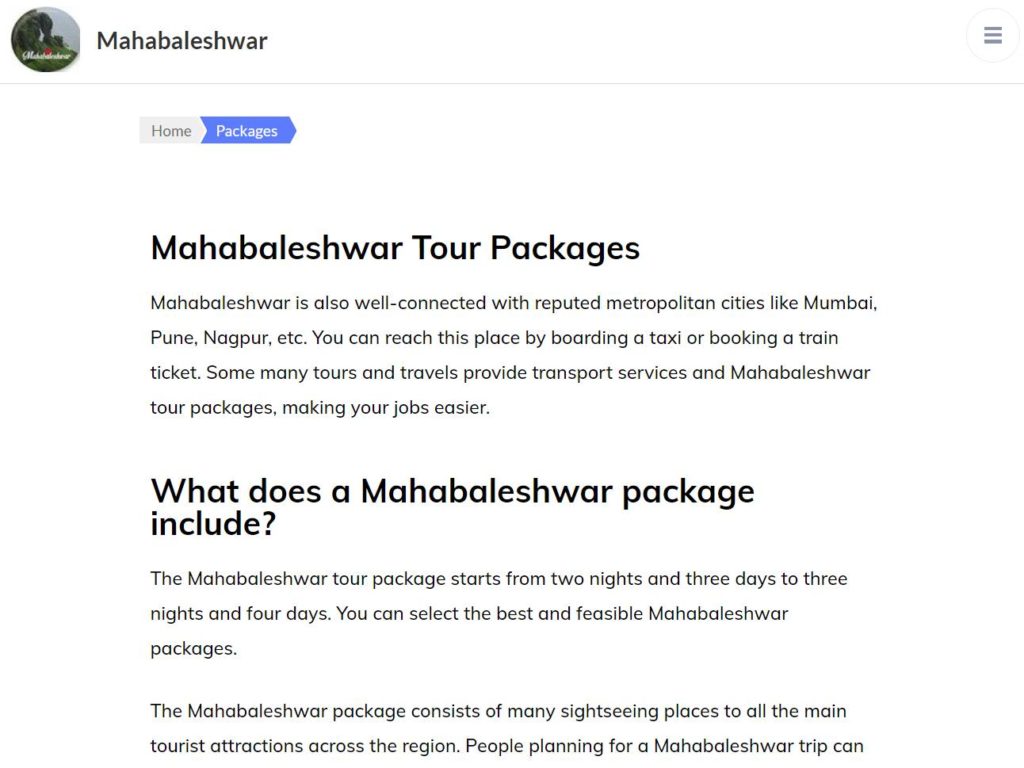 Mahabaleshwar Packages