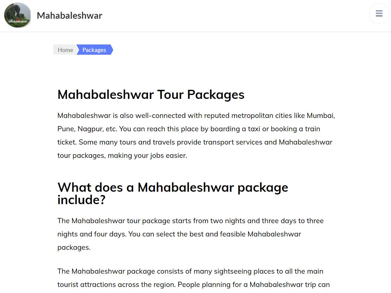 Mahabaleshwar Packages
