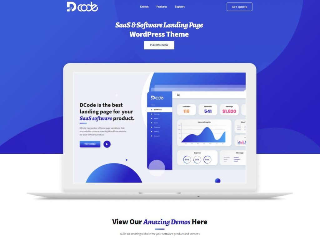 DCode - SaaS and Software Landing Page WordPress Theme