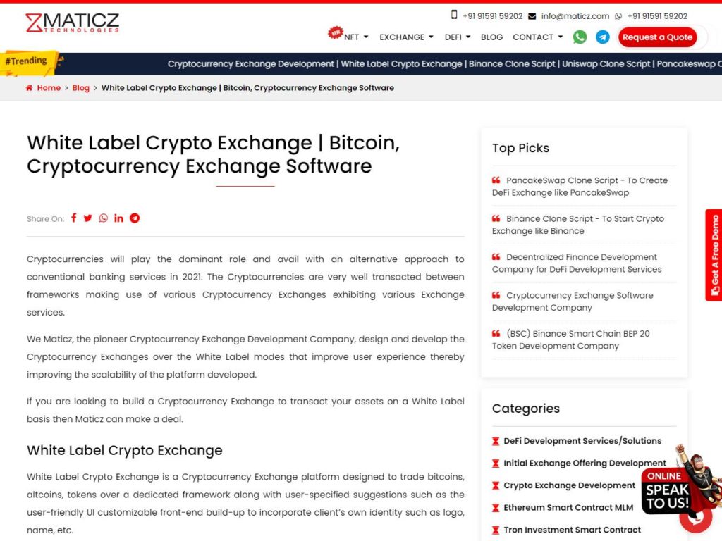 Maticz White Label Cryto Exchange