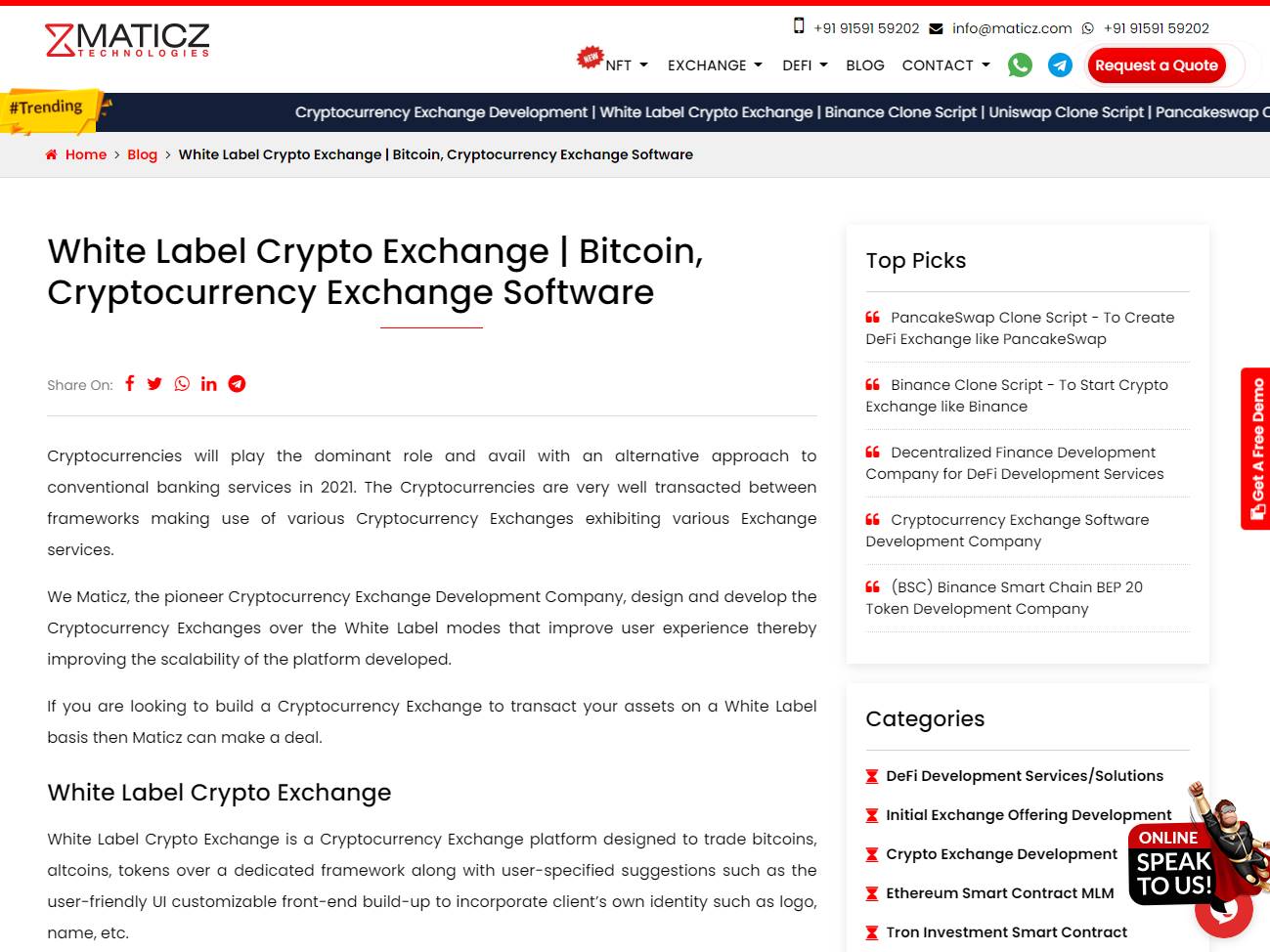 Maticz White Label Cryto Exchange