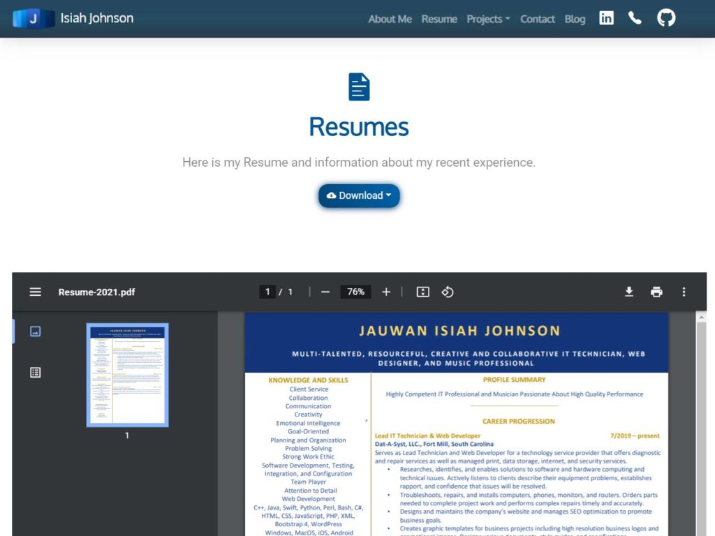 Isiah Johnson Resume