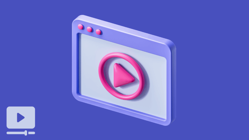 A 3D stylized media player icon representing cinematic video integration for modern corporate video web design