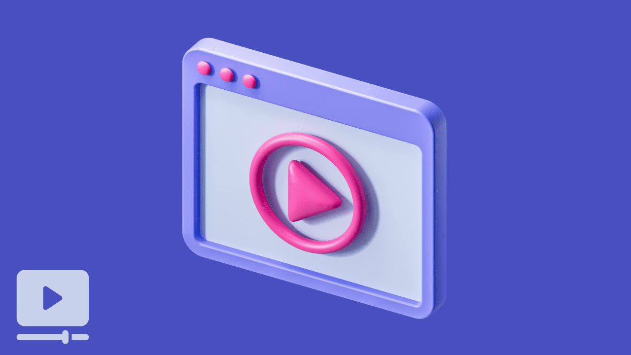 A 3D stylized media player icon representing cinematic video integration for modern corporate video web design