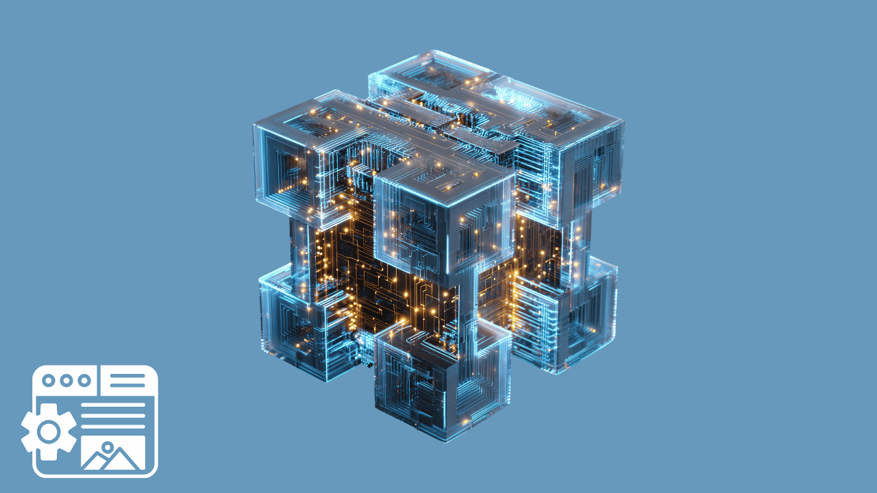 A futuristic 3D glowing glass cube representing a modular engine, illustrating the role of a Headless CMS in composable digital architectures.