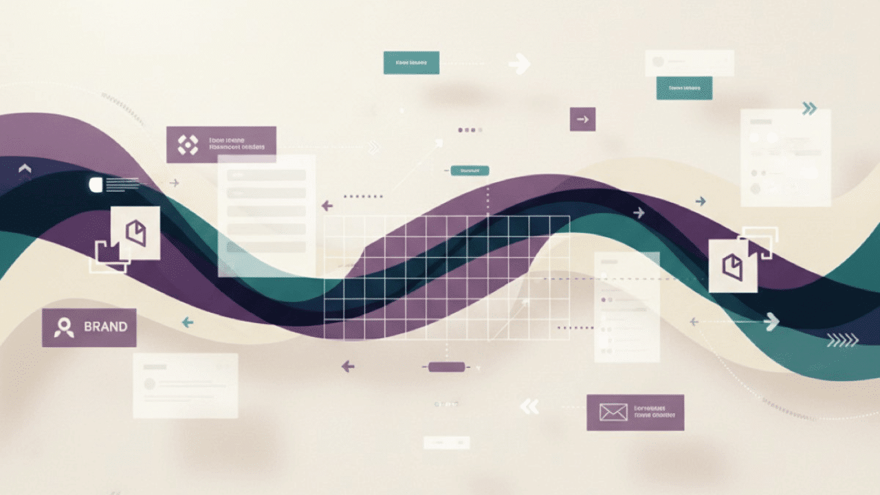 Abstract digital marketing and web design interface featuring brand elements and data charts, illustrating where web design meets digital marketing to build brands that convert.