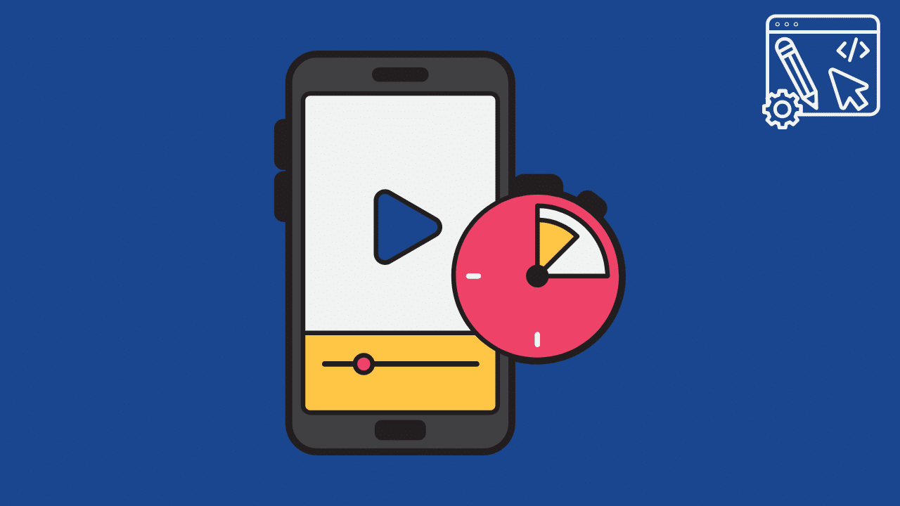 A smartphone showing a vertical video player next to a stopwatch, representing the evolution of short-form video content and the tools shaping modern web design.